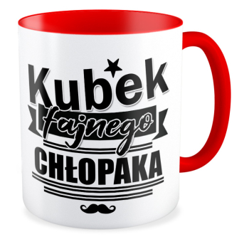 kubek FAJNEGO CHŁOPAKA - WĄSY czerwony