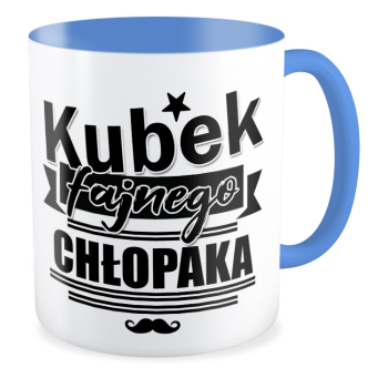 kubek FAJNEGO CHŁOPAKA - WĄSY niebieski